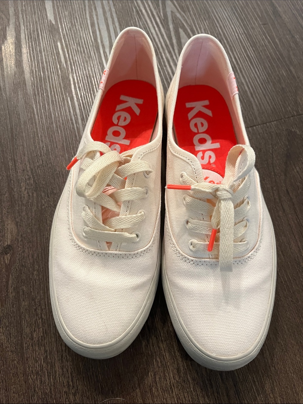 Keds Cream Canvas Lace-Up Sneakers with pink Insole